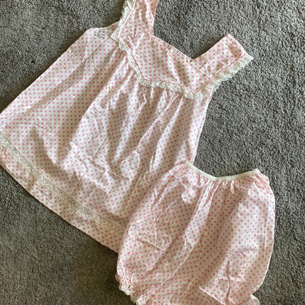 Vintage Pink Polka Dot Pajama Set